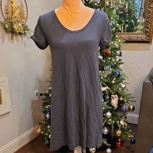 Lou & Grey For Loft Charcoal Gray Cuffed Short Sleeve Tee Dress Size XS